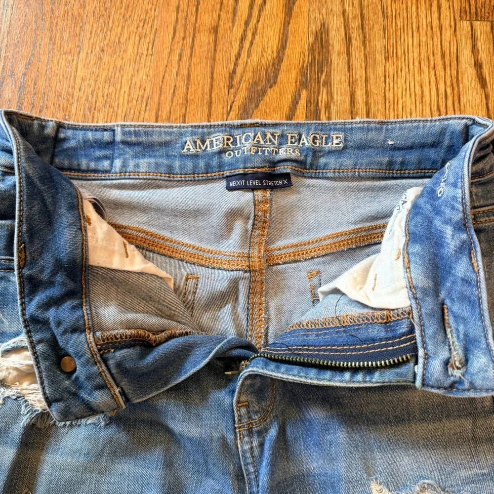 American Eagle Hi-Rise Jegging Distressed‎ Skinny Jeans 4 Medium Wash Blue